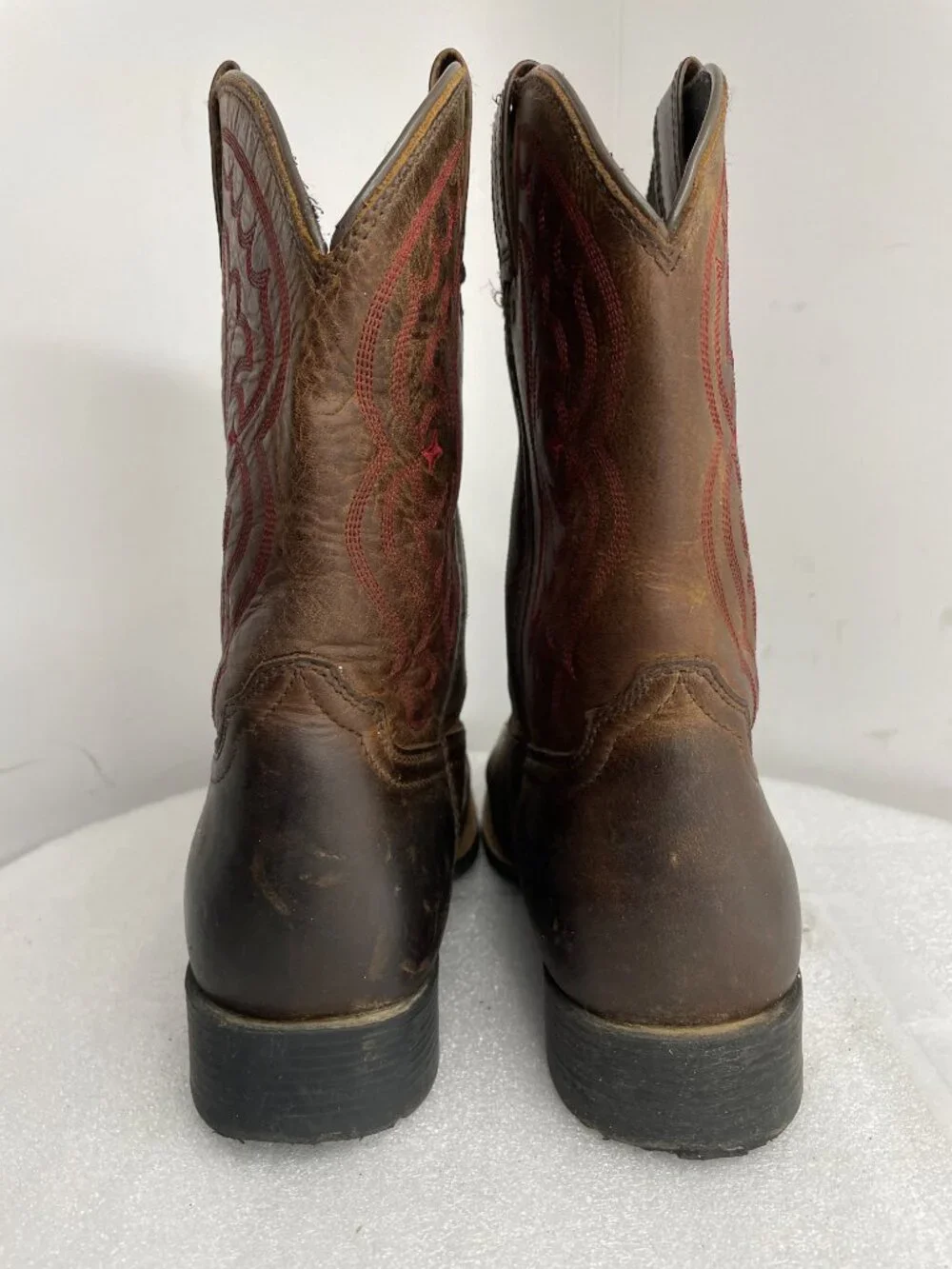 Ariat Quickdraw Leather Square Toe Western Cowboy Boots Boys Youth Kids 4